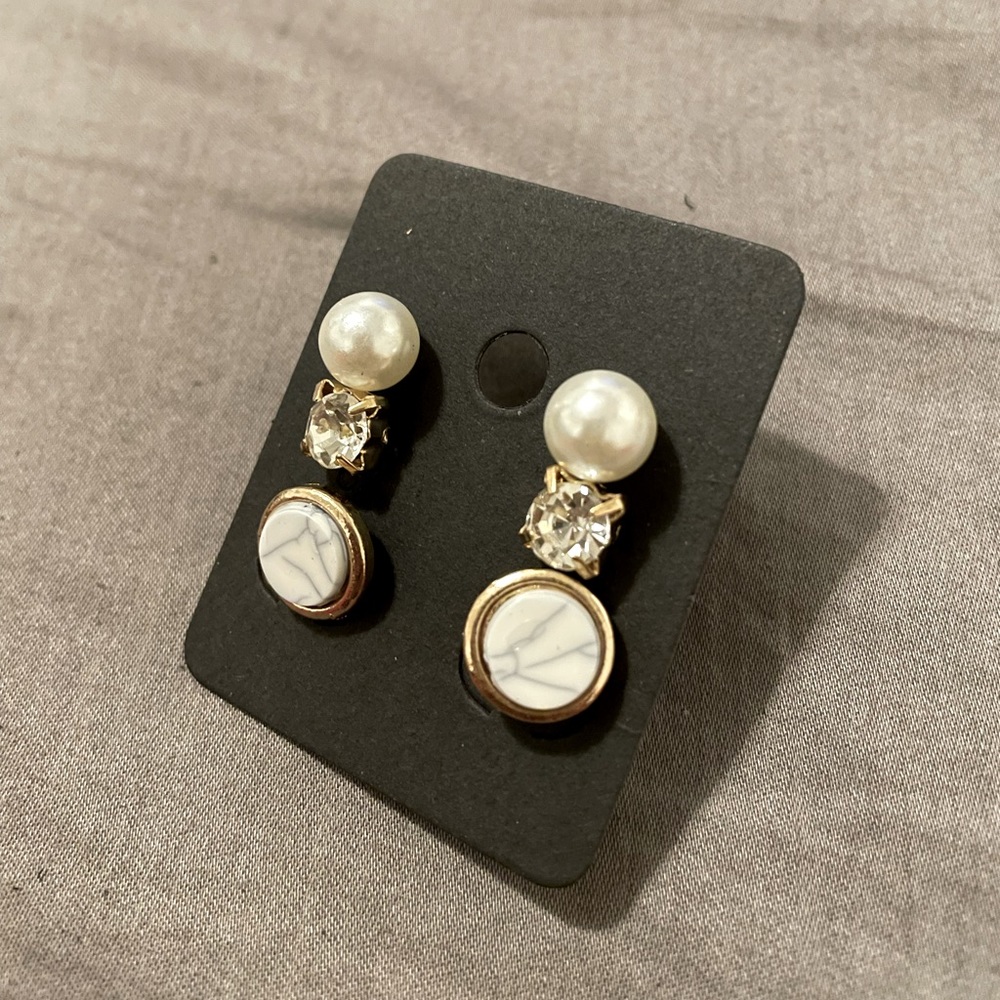 3-pairs studs earrings set
